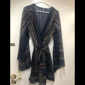 VENUS Sheer Navy Paisley Jumpsuit SZ L